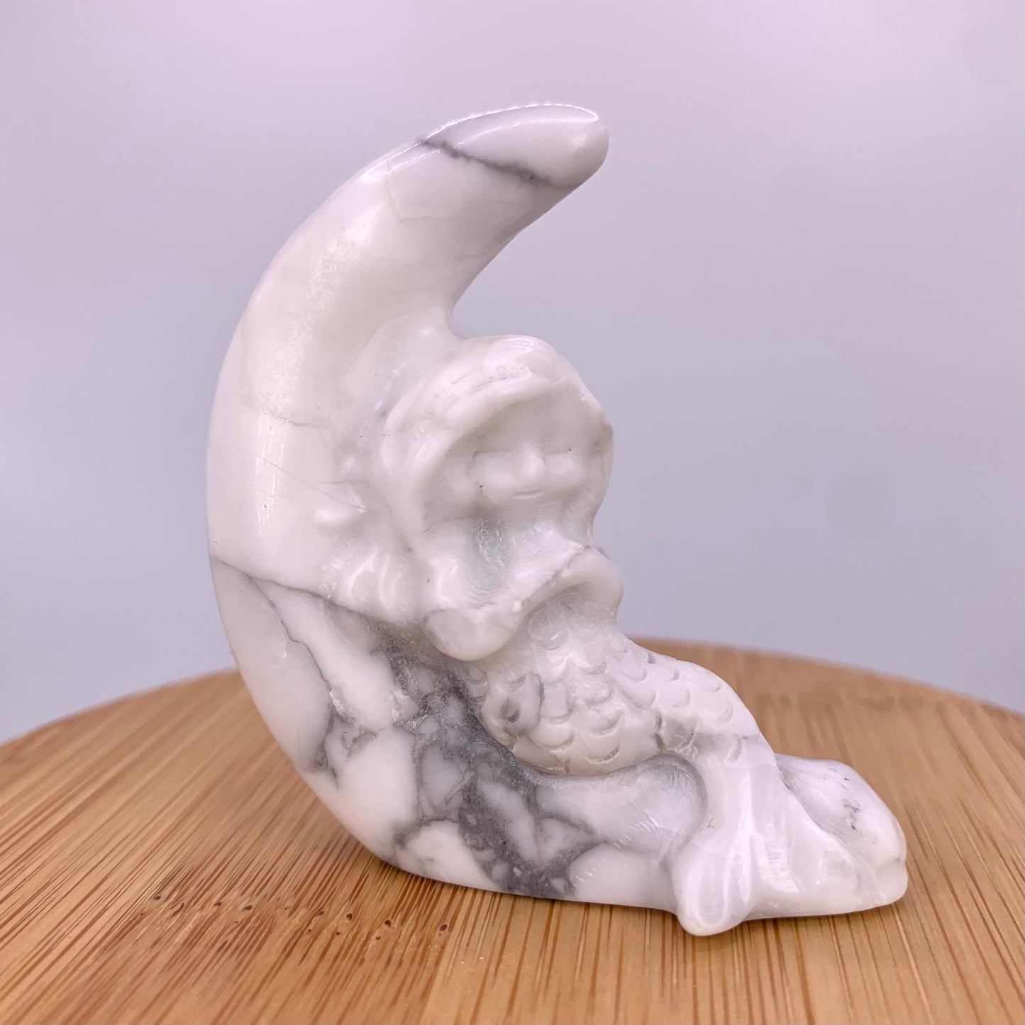 Howlite Mermaid on Moon