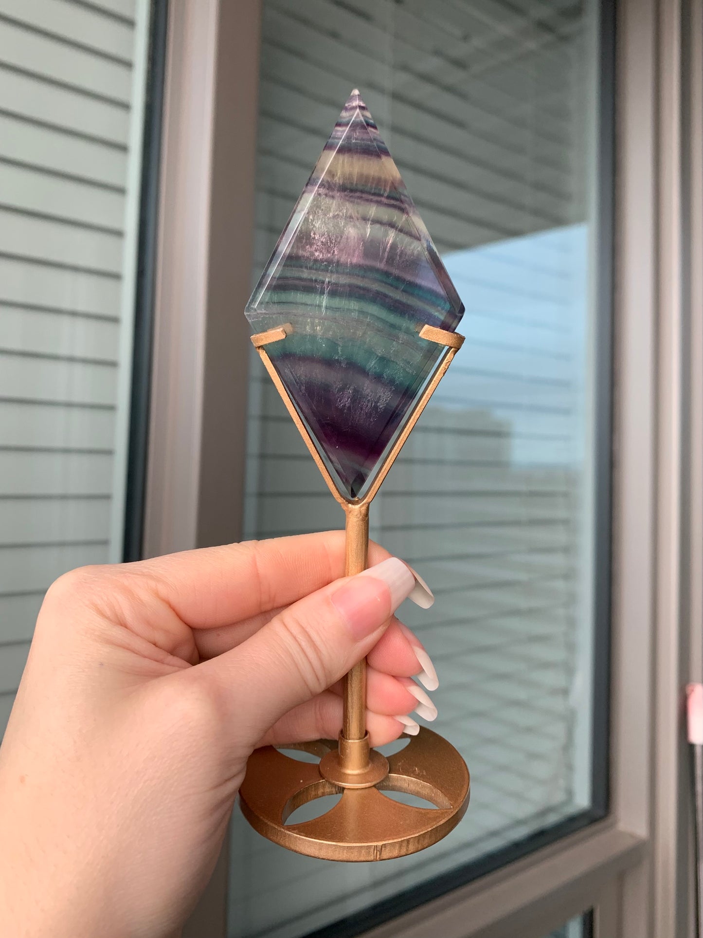 Fluorite Diamond on Stand