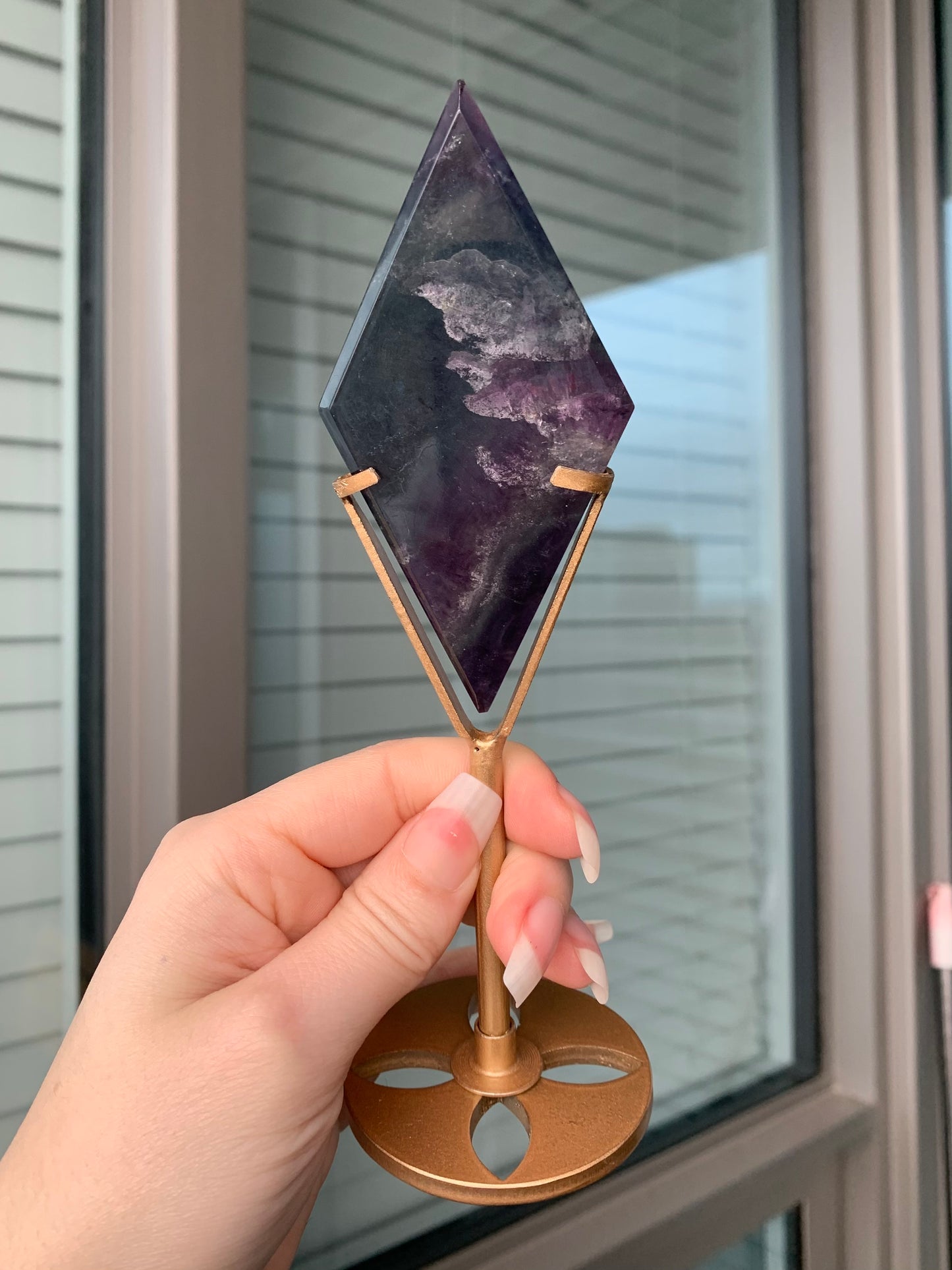 Fluorite Diamond on Stand