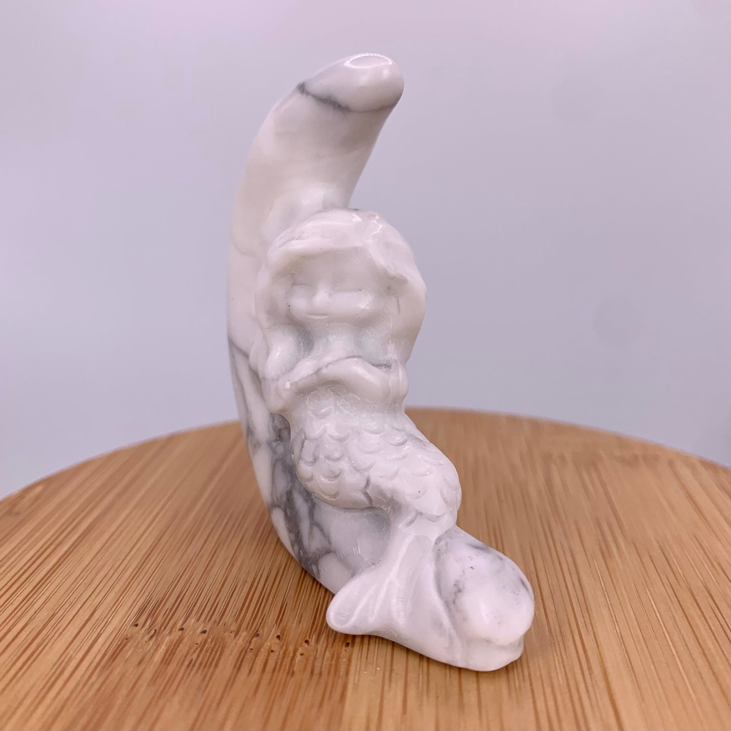 Howlite Mermaid on Moon