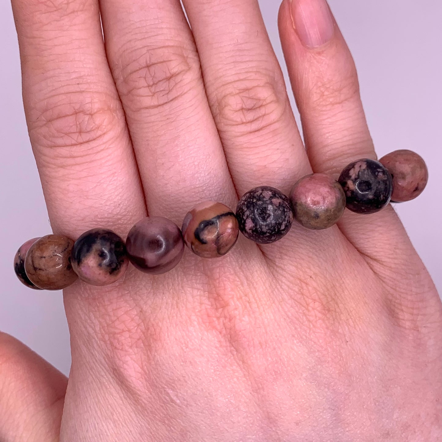 10mm Rhodonite Bead Bracelet