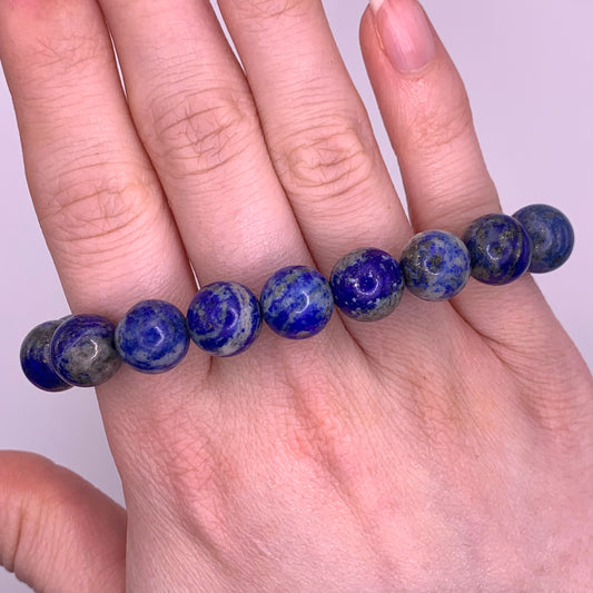 10mm Lapis Lazuli Bead Bracelet