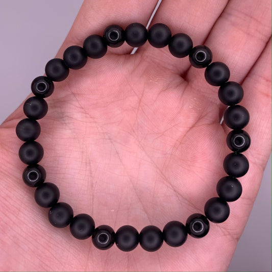 6mm Black Onyx and Obsidian Bead Bracelet - Mia's Boutique