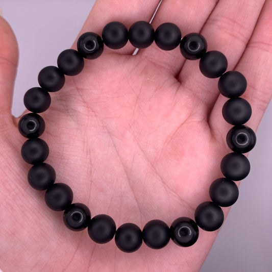 8mm Black Onyx and Obsidian Bead Bracelet - Mia's Boutique