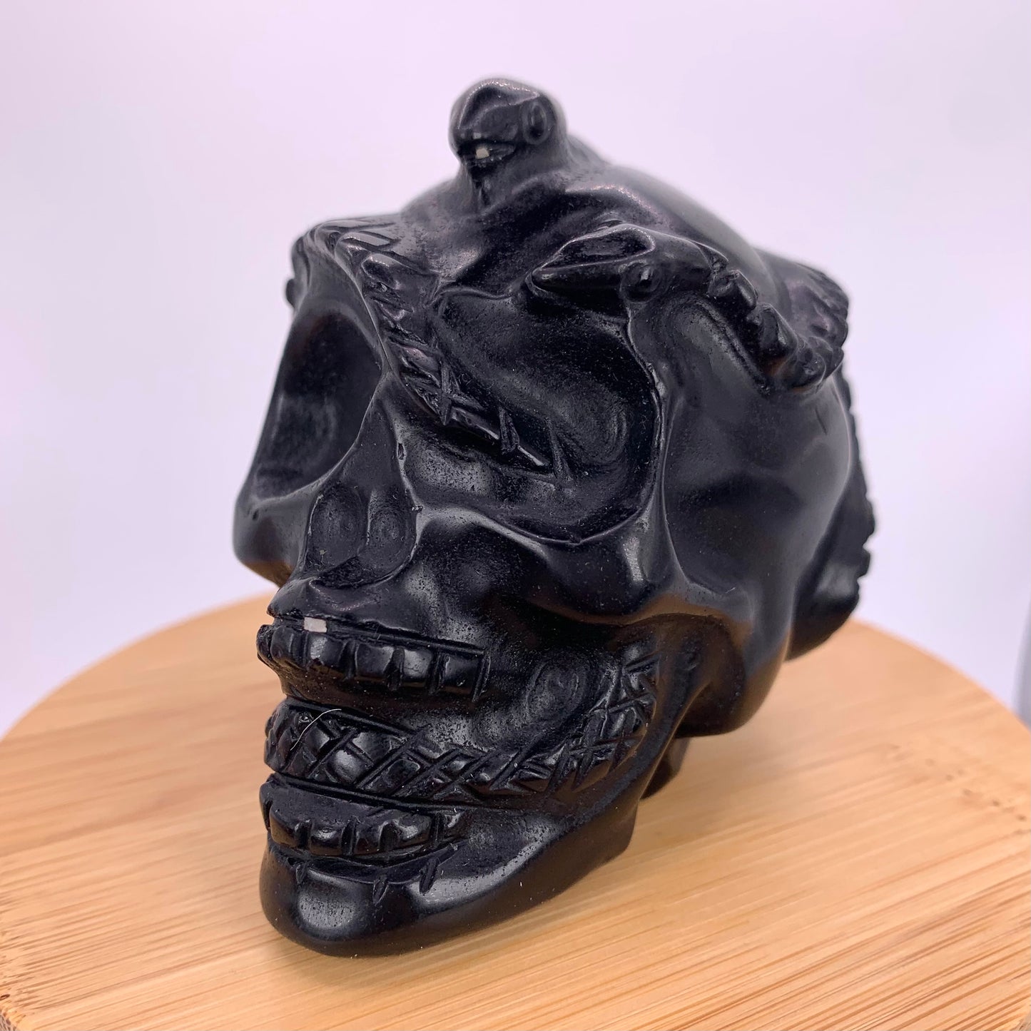 Obsidian Snake Covered Skull