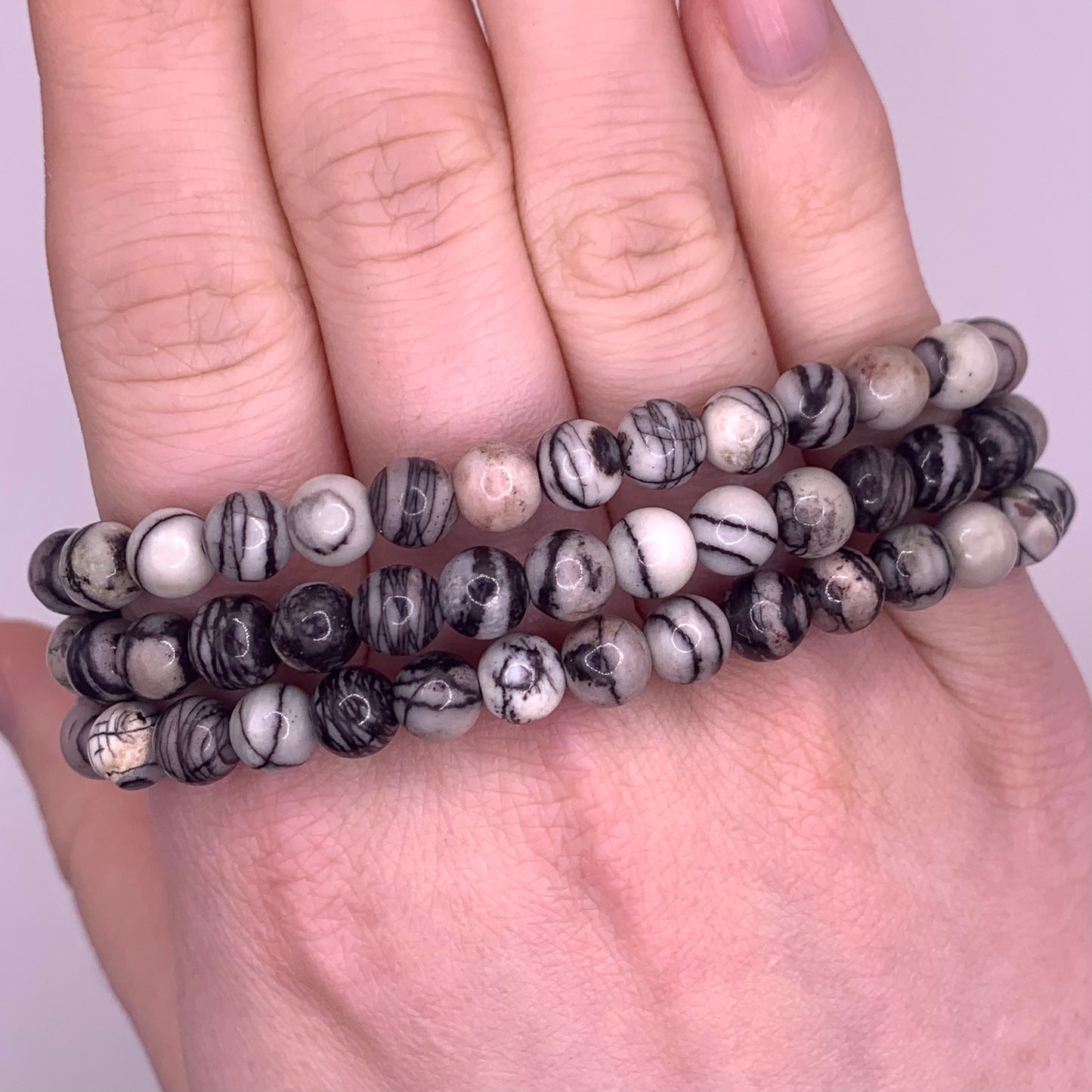 6mm Picasso Jasper Bead Bracelet