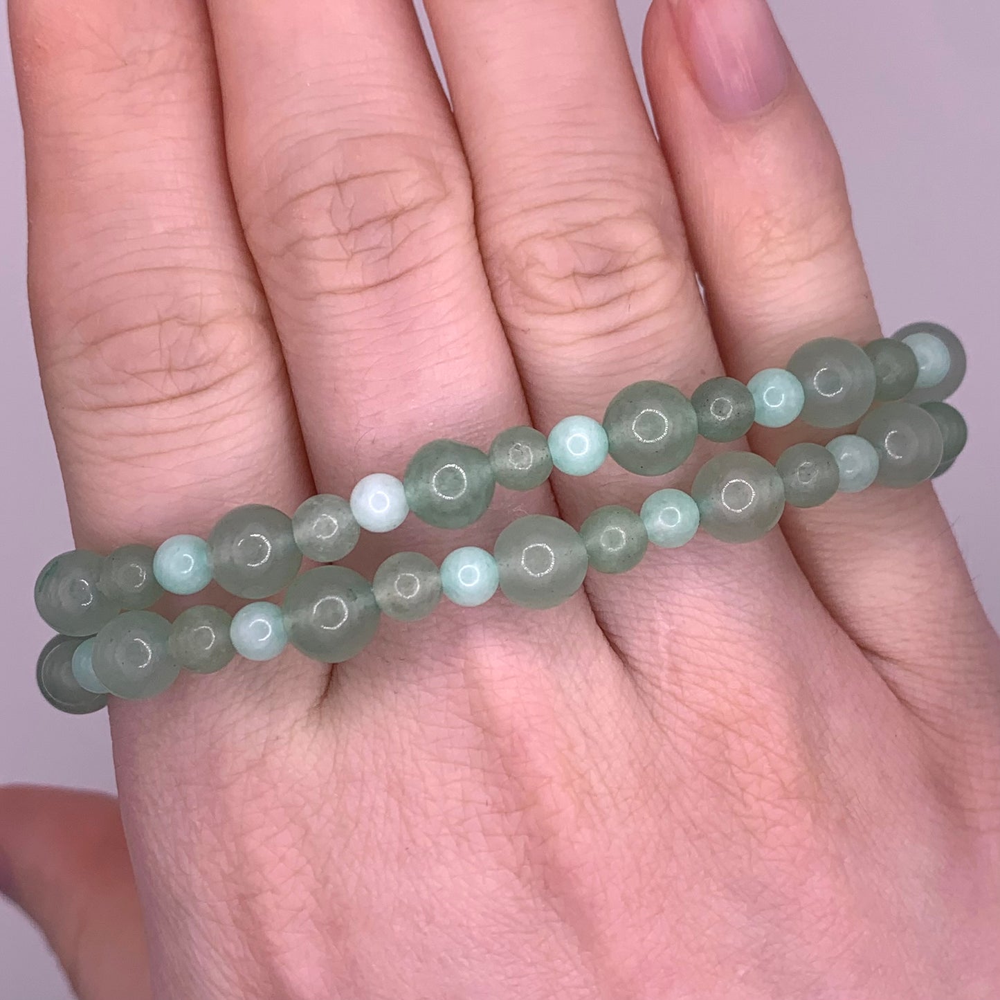 6mm/4mm Green Aventurine and Amazonite Bead Bracelet