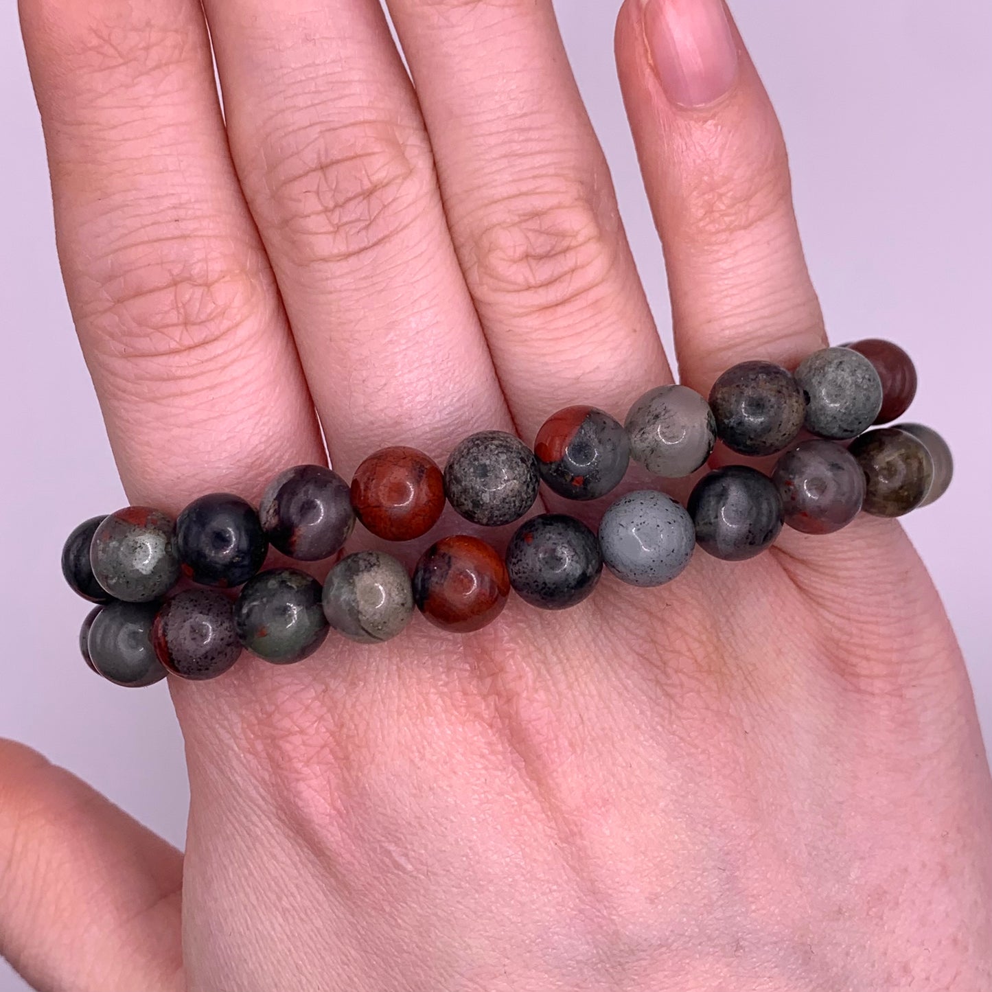 8mm African Bloodstone Bead Bracelet