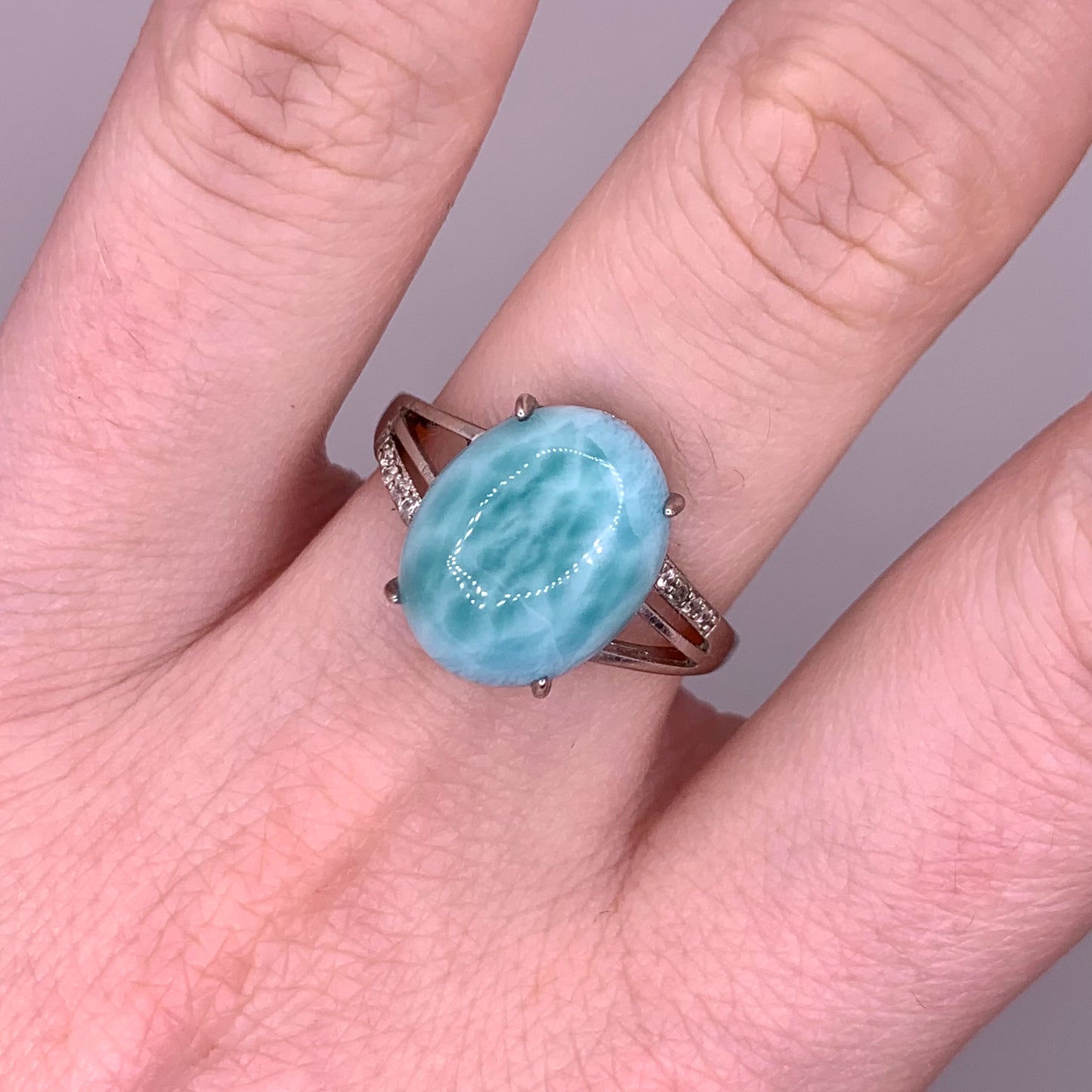 .925 Sterling Silver Larimar Ring