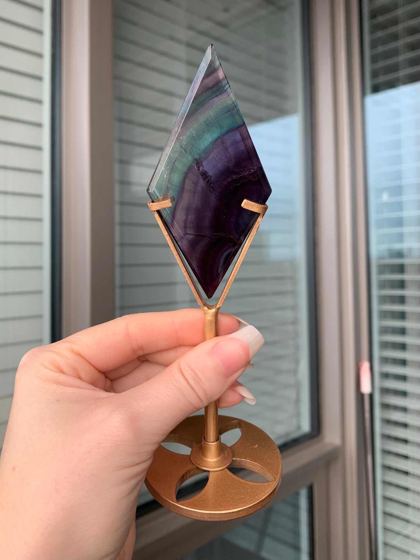 Fluorite Diamond on Stand