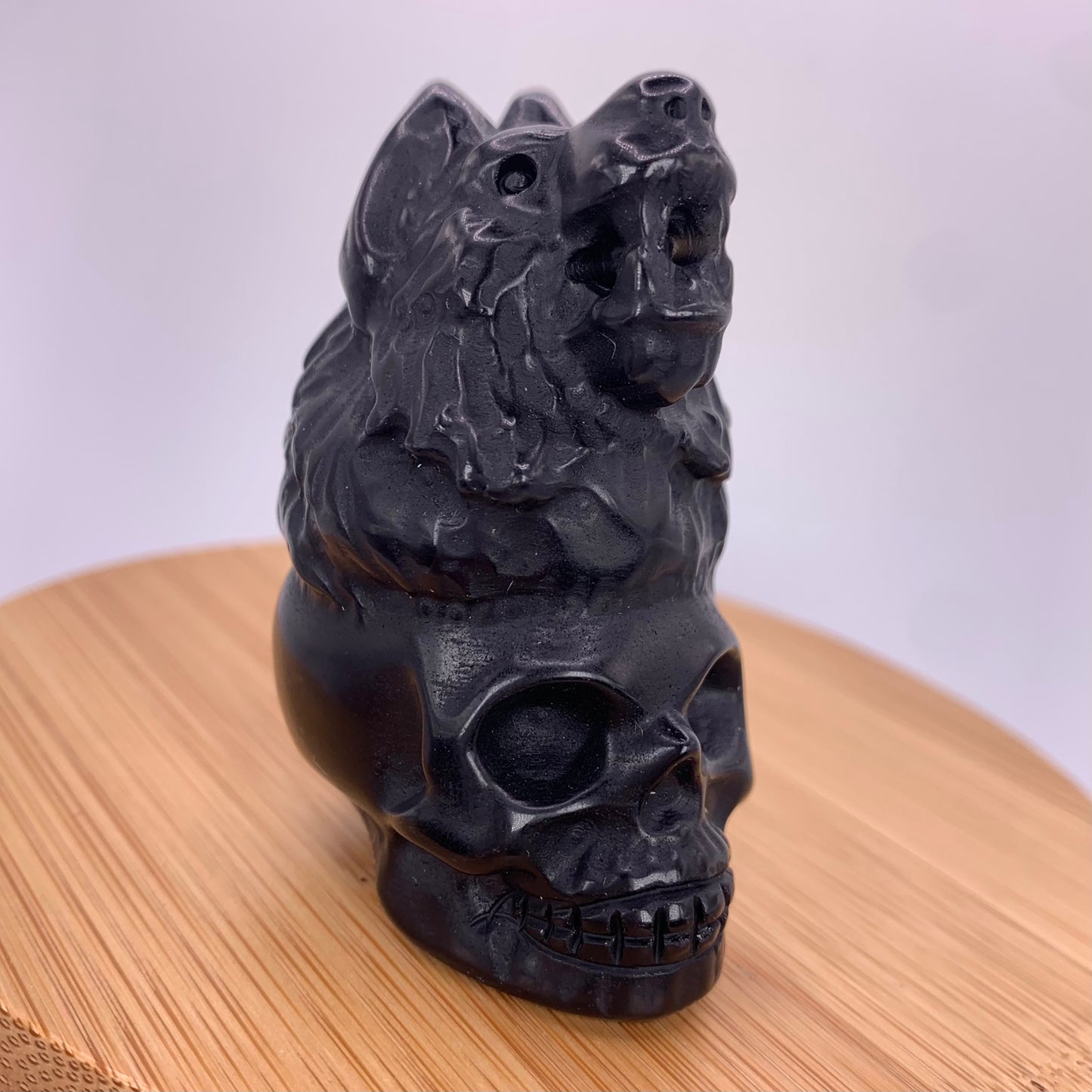 Obsidian Wolf on Skull