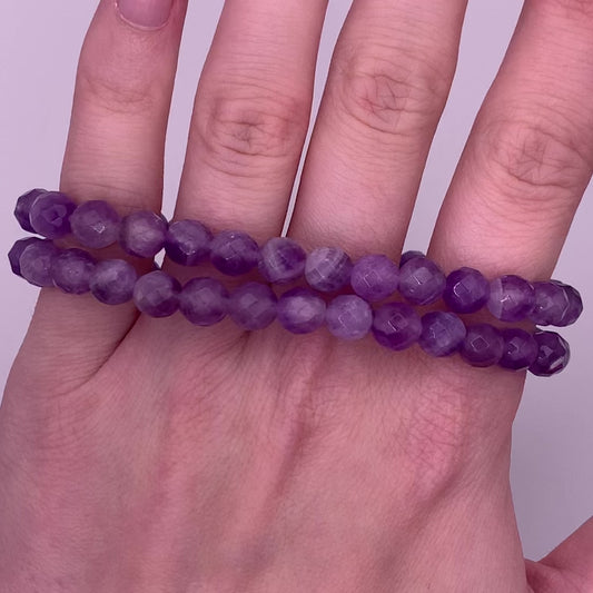 6mm Faceted Amethyst Bead Bracelet