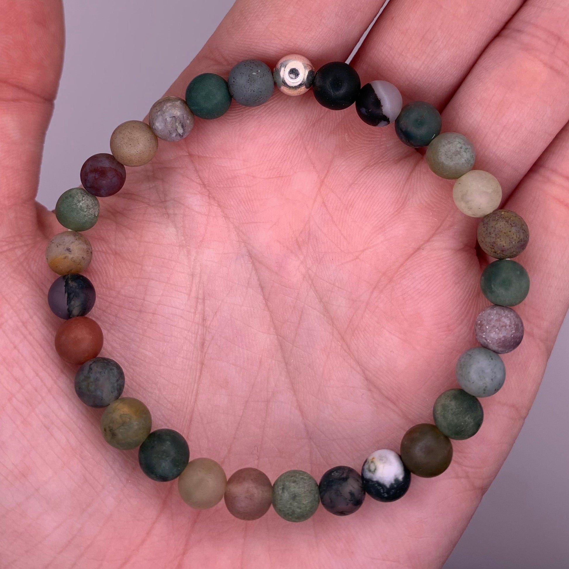 6mm Indian Agate Bead Bracelet - Mia's Boutique