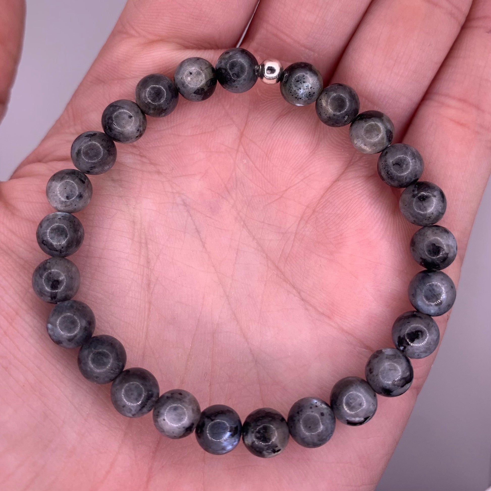 6mm Larvakite Bead Bracelet - Mia's Boutique