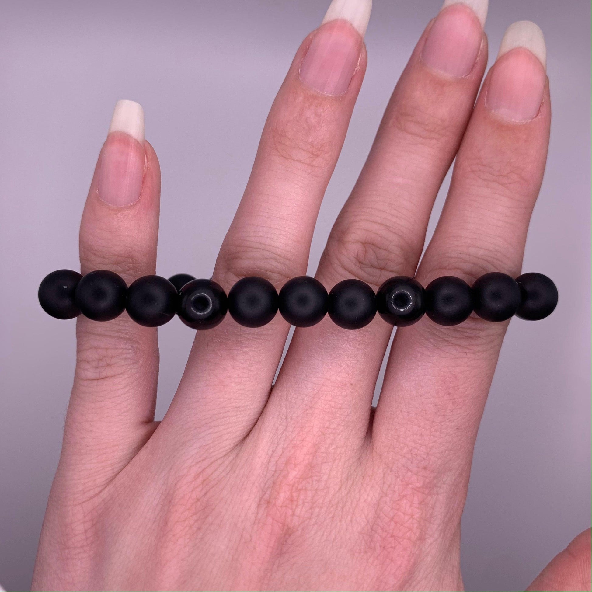 8mm Black Onyx and Obsidian Bead Bracelet - Mia's Boutique