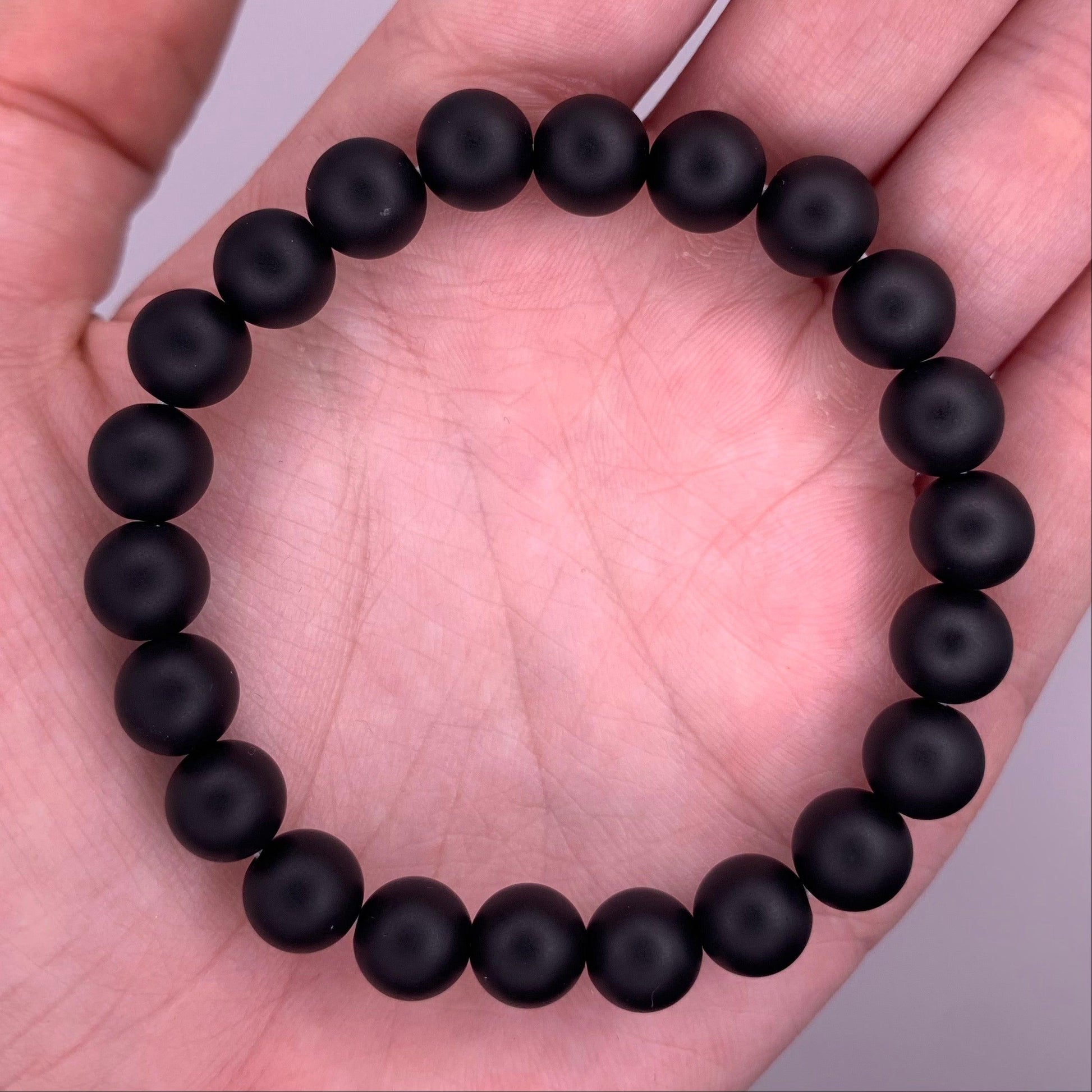 8mm Black Onyx Bead Bracelet - Mia's Boutique