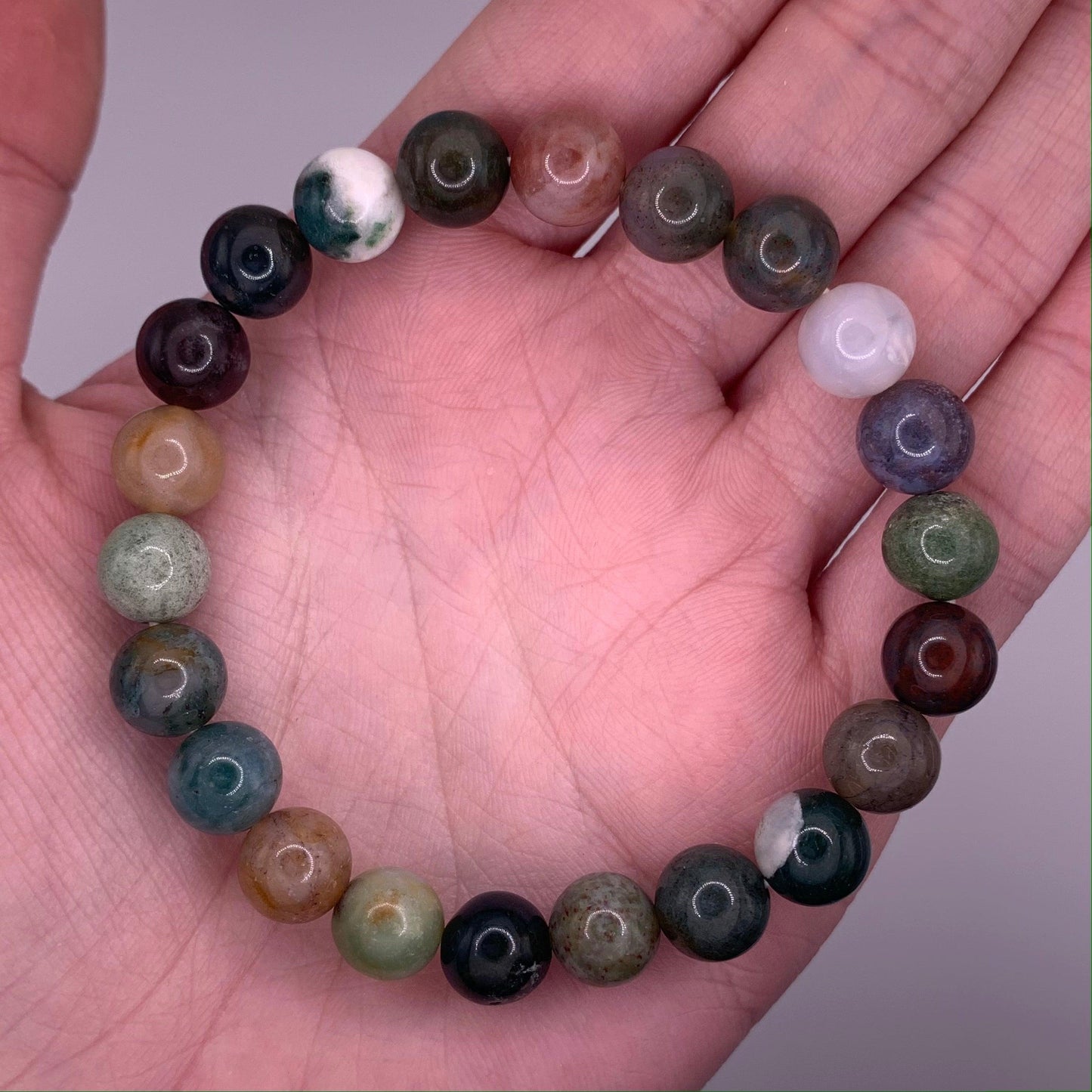 8mm Indian Agate Bead Bracelet - Mia's Boutique